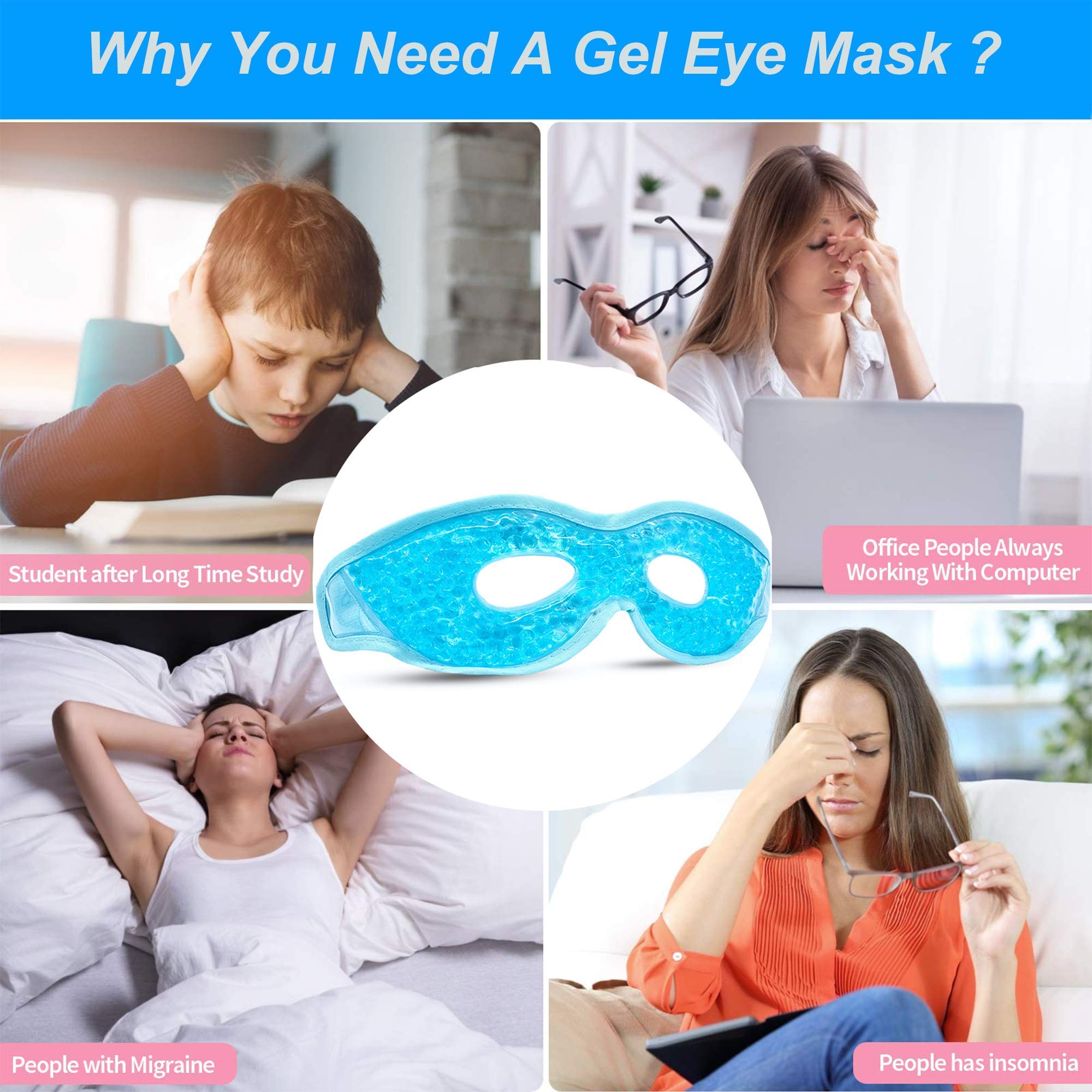 CONSGIJI gel eye mask blue box displays easy, reusable eye care.
