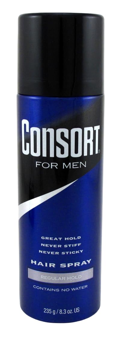 Consort Hair Spray aerosol-dispense action demonstrates even, controlled application.