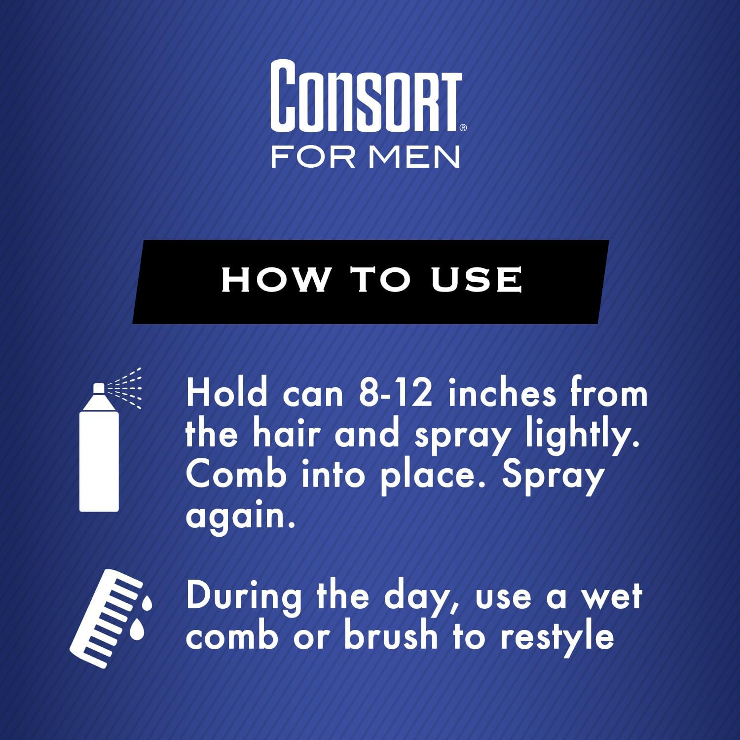 Consort Hair Spray fast-drying formula close-up signals quick styling results.