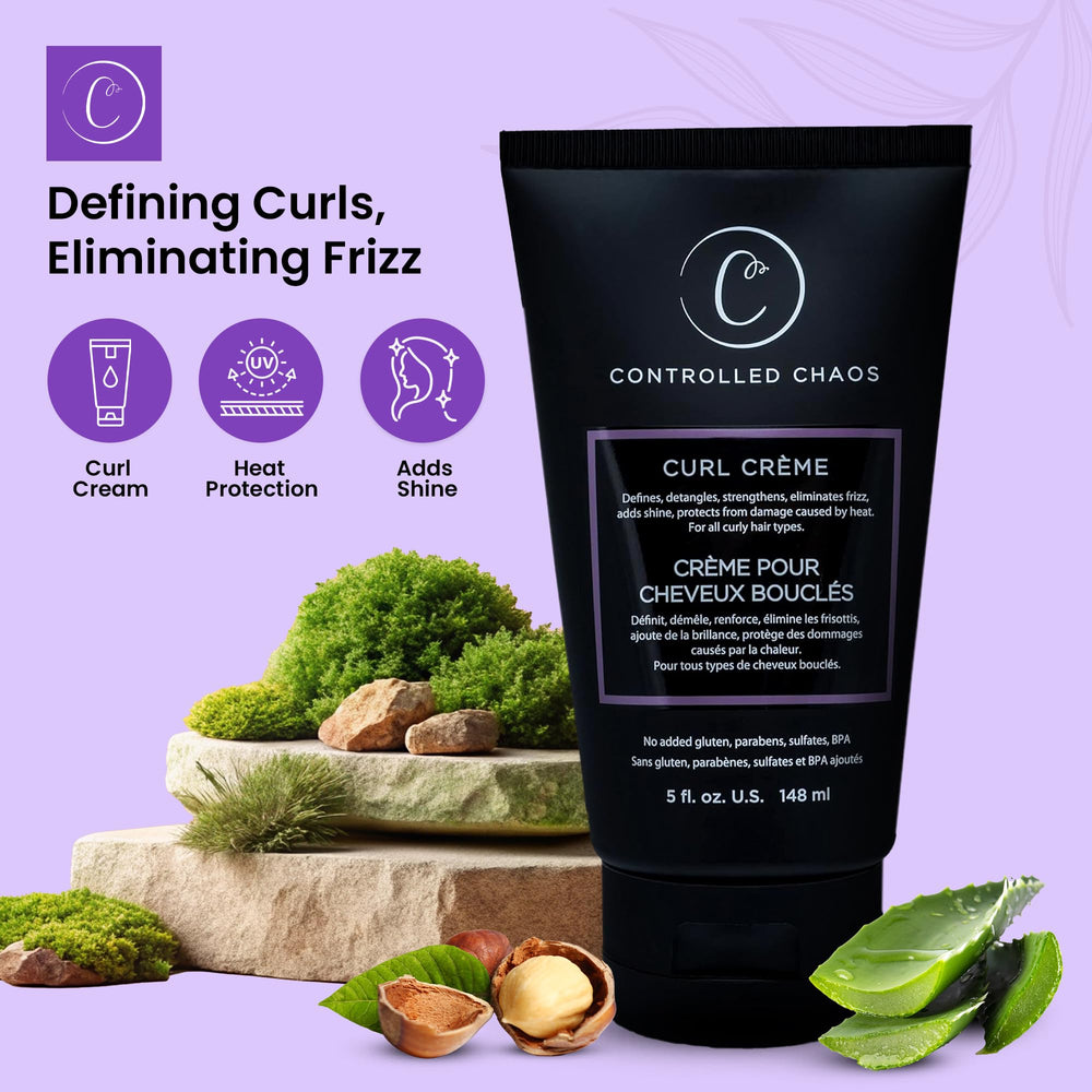 Controlled Chaos Curl Cream frizz-free finish with soft, bouncy coils.