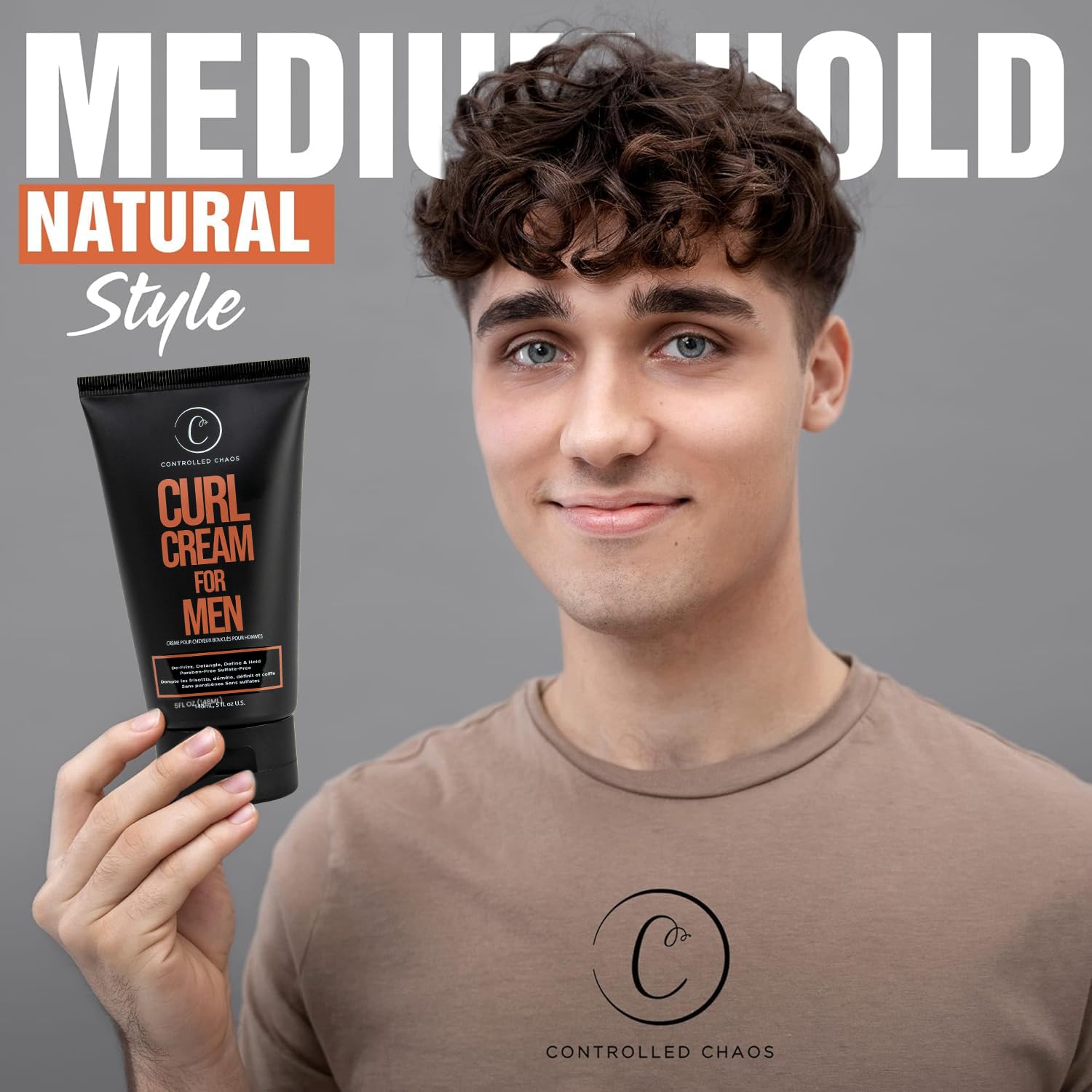 Controlled Chaos Curl Cream for Men hands applying cream to define natural waves