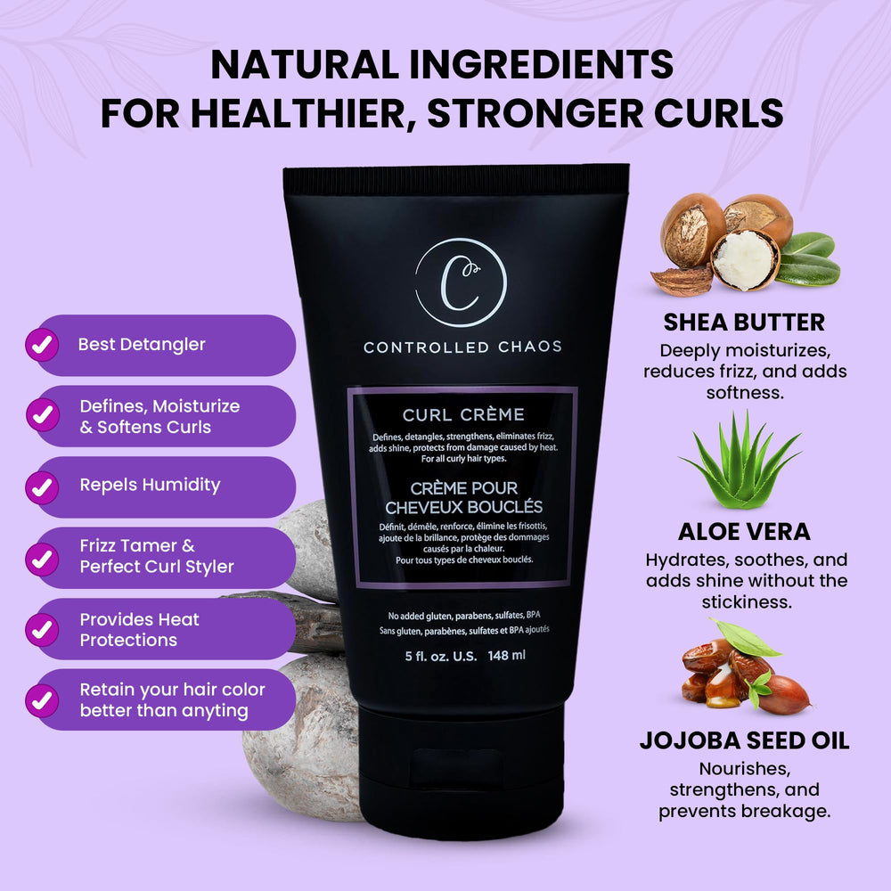 Controlled Chaos Curl Cream Shea Butter benefits and hydration close-up.