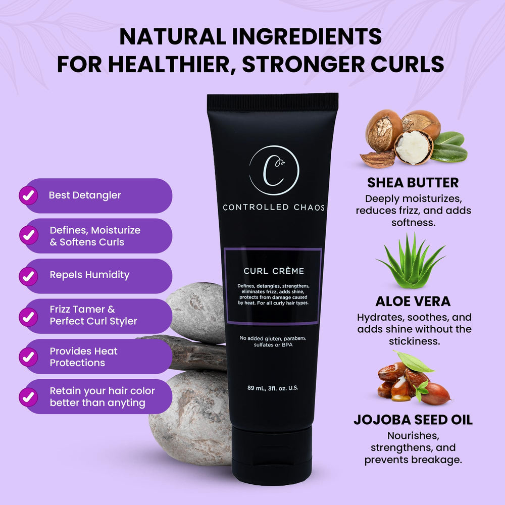 Controlled Chaos packaging highlights sulfate-free and premium quality packaging