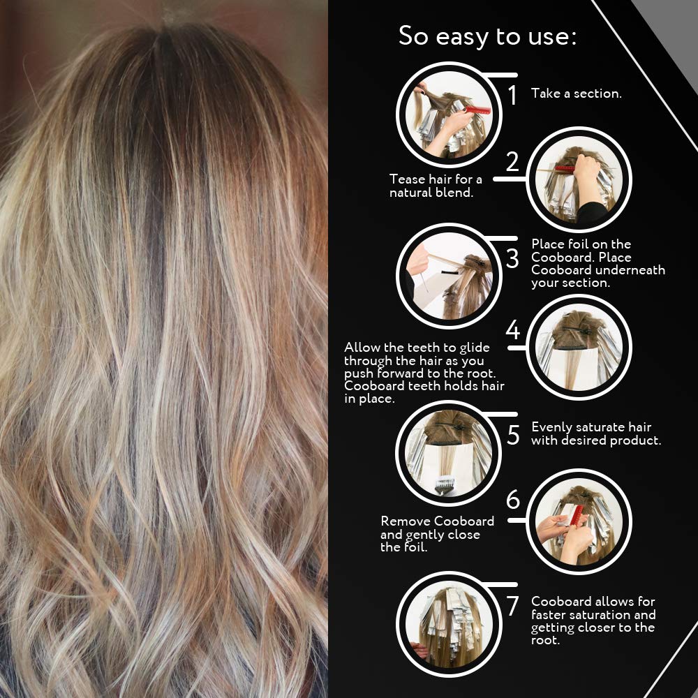 Cooboard compatible with hair dye kits and foils for quick setup.
