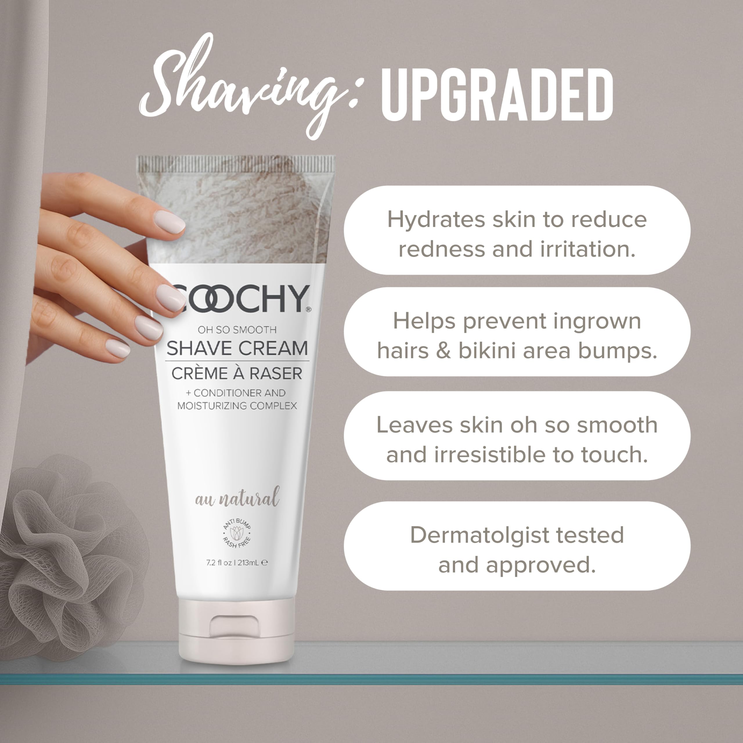Coochy crema de afeitar hidratante para axilas, piel suave y cómoda.
