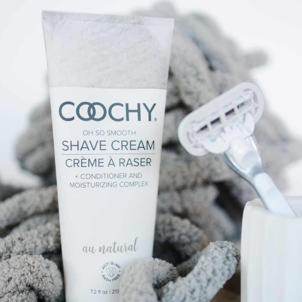 Coochy crema de afeitar hidratante envase 32 onzas, uso práctico.