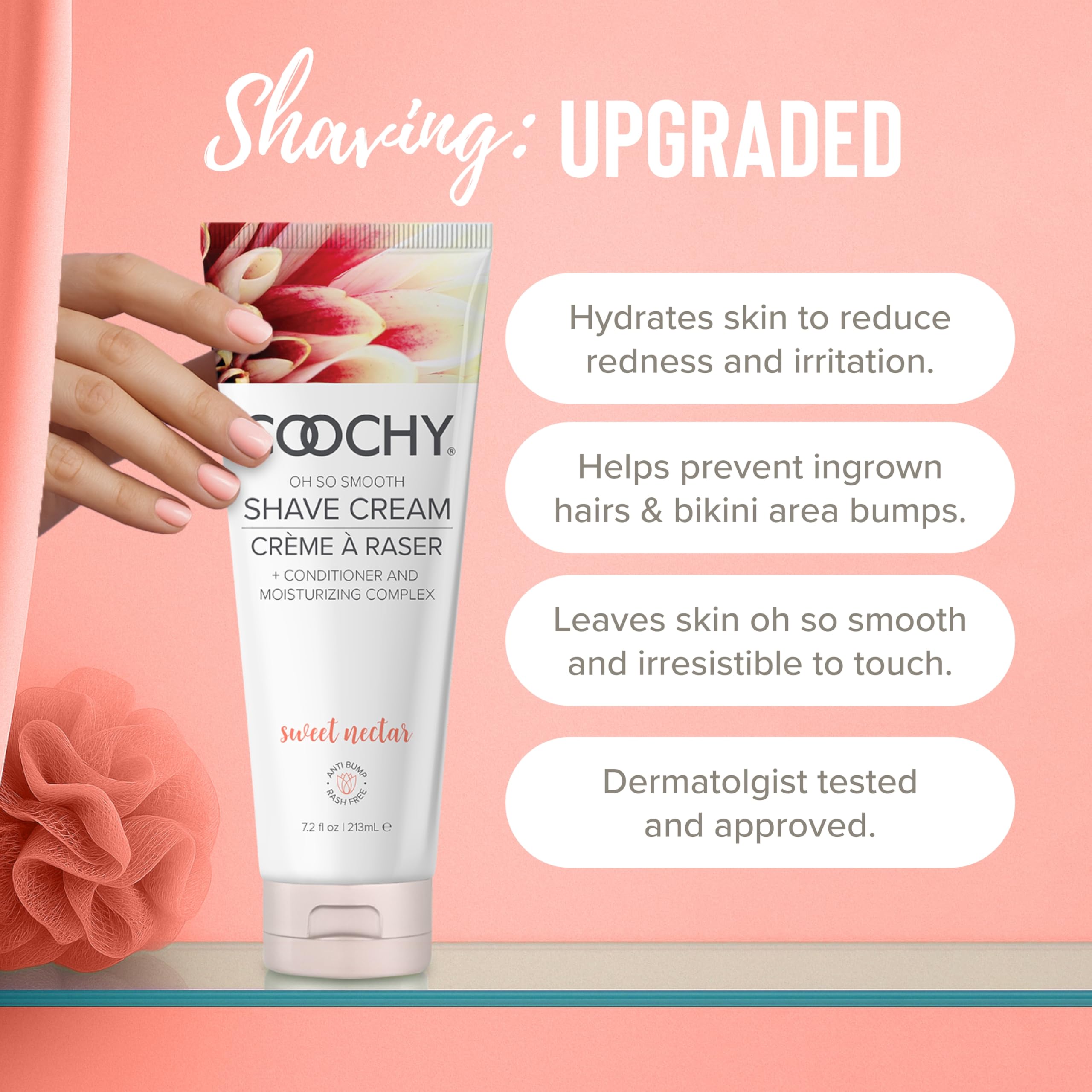 Coochy Shave Cream application demonstrates easy glide for sensitive areas