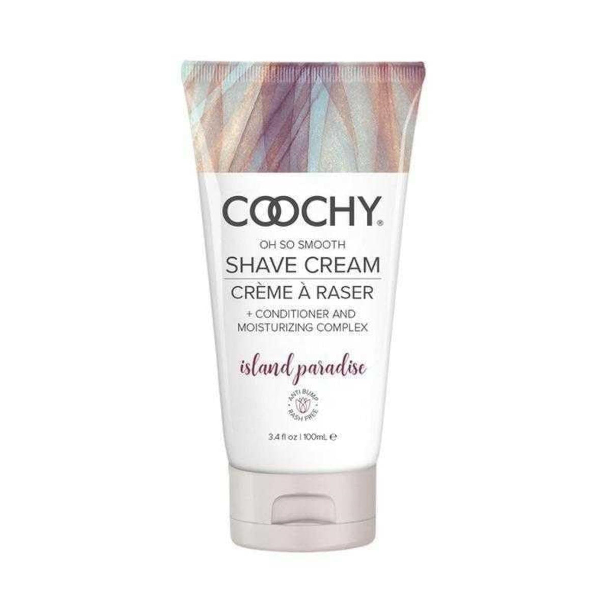 Coochy Shave Cream Island Paradise bottle pour for smooth, rash-free shaving