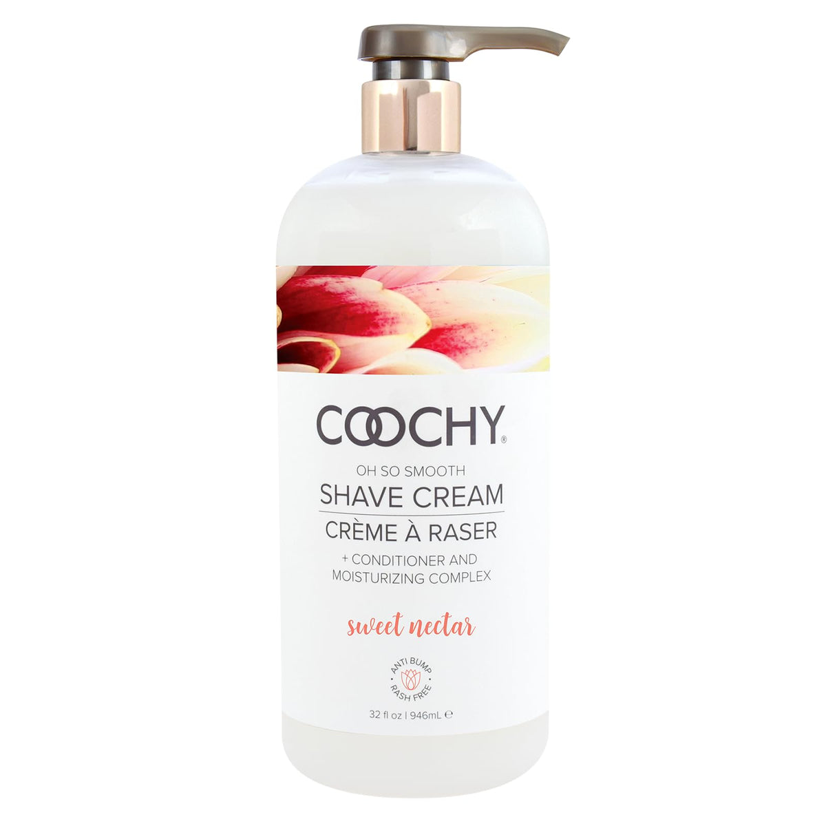 Coochy Shave Cream bottle showing hydration for silky skin