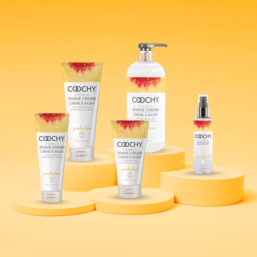 Coochy shave cream dermatologist-tested label closeup confirms skin-friendly formula