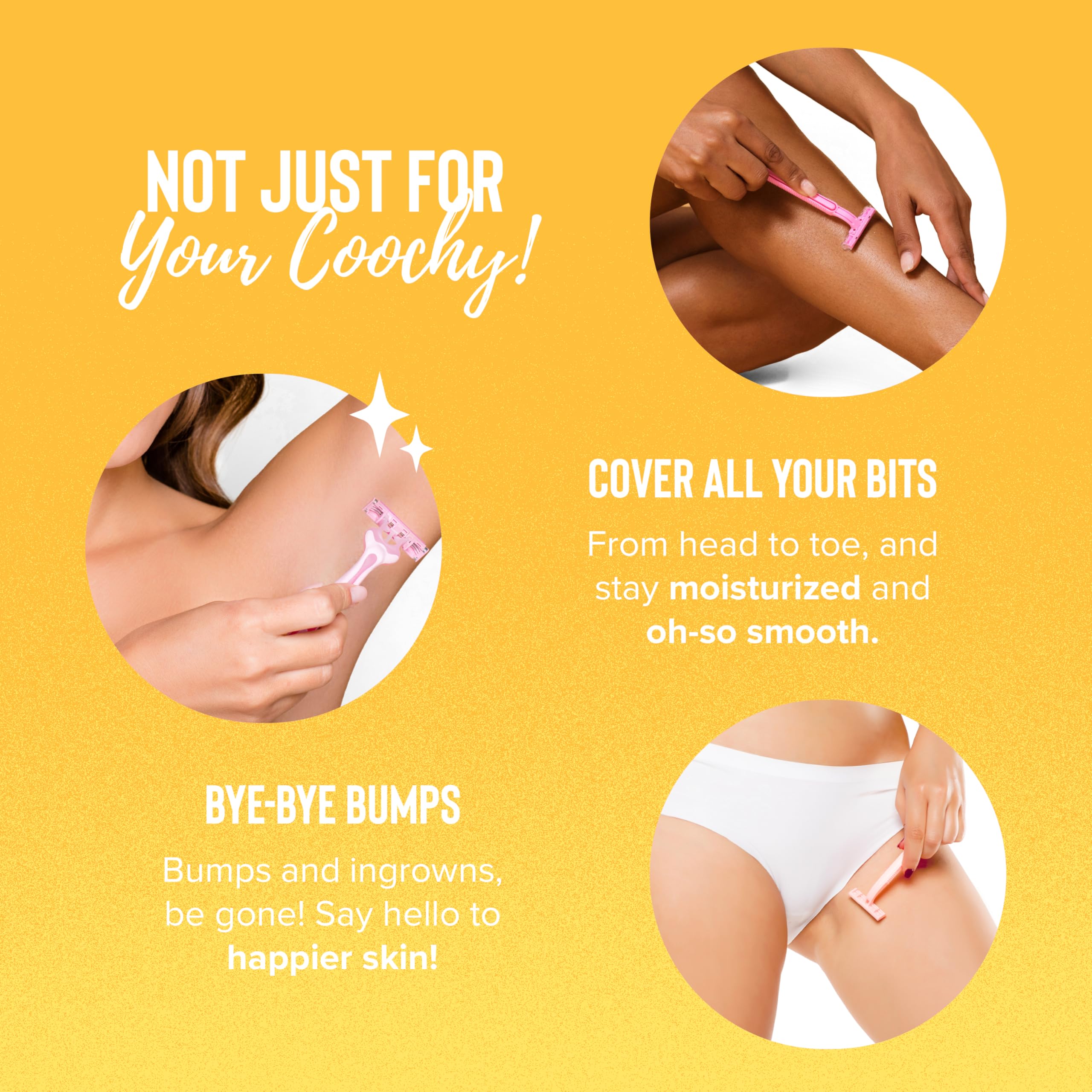 Coochy shave cream legs-skin shot signals hydrating formula for smooth legs