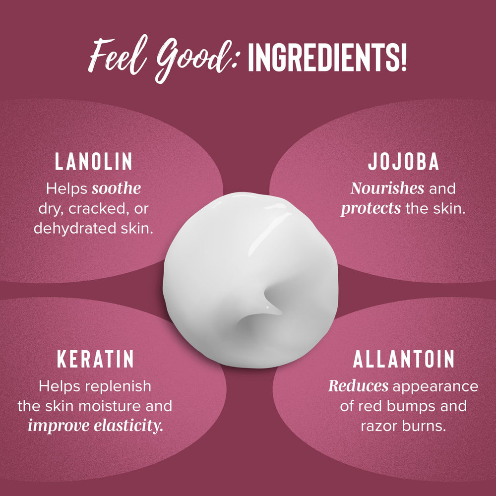 Coochy Shave Cream underarm area demonstrates rash-free shaving and moisturized skin