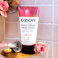 Coochy Shave Cream underarms use shows gentle, irritation-free comfort