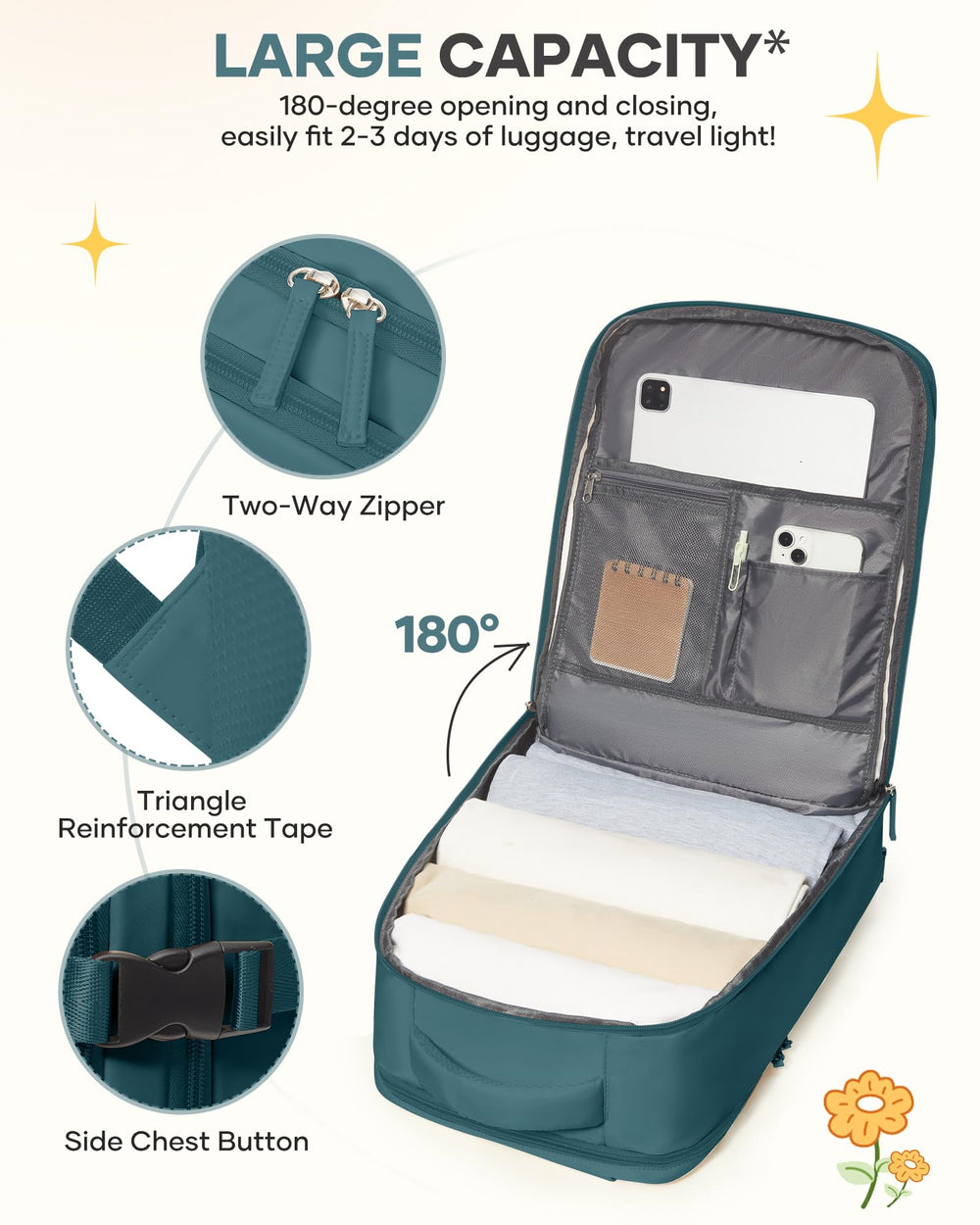 Coofay travel backpack ergonomic shoulder straps reduce strain during long days.