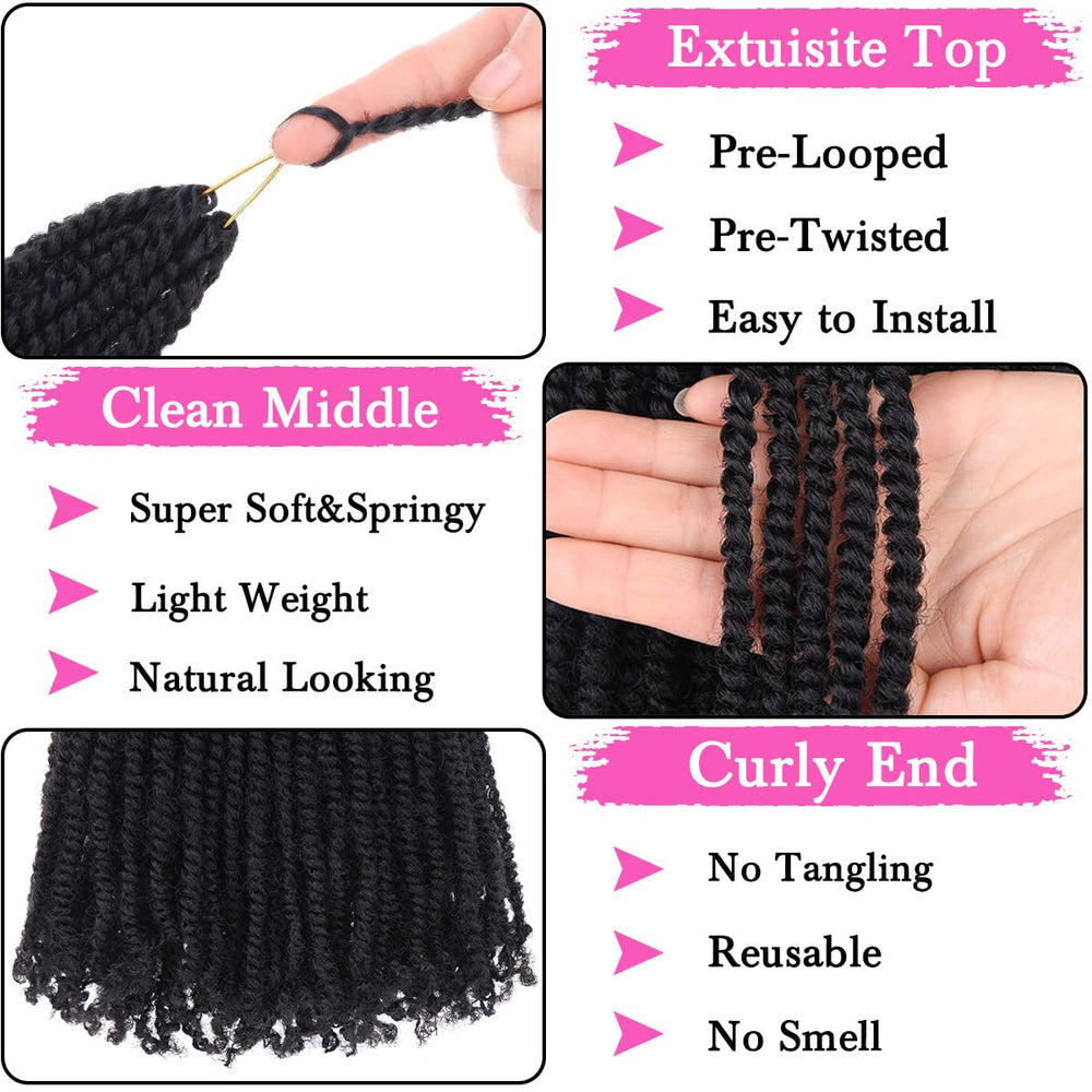 COOKOO crochet hair 12inch natural-black for daily wear.