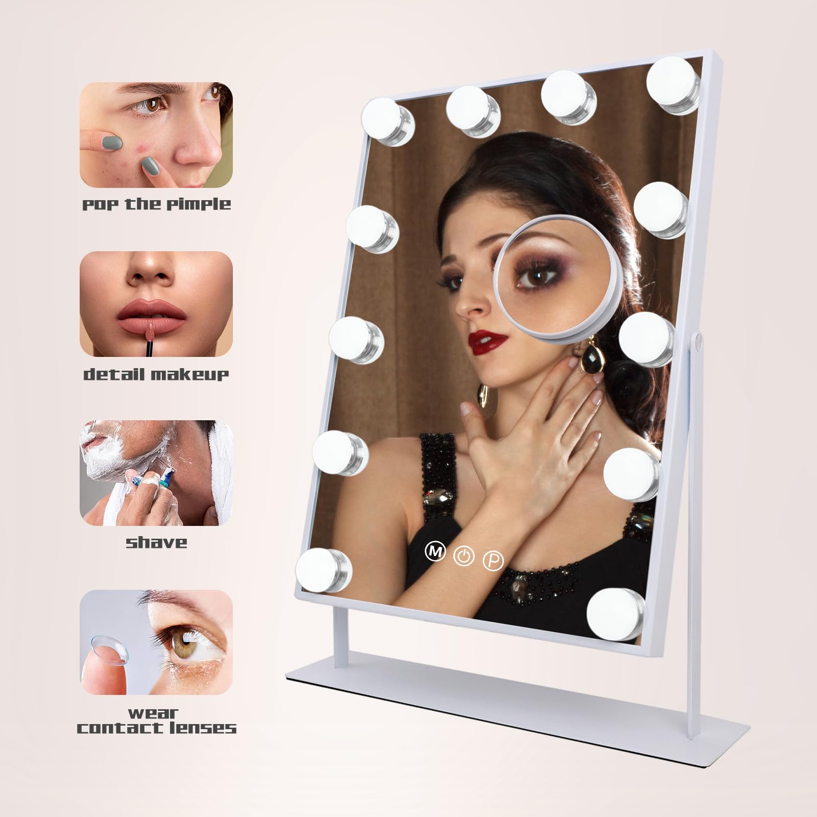 COOLJEEN vanity mirror with 3 color modes for various lighting