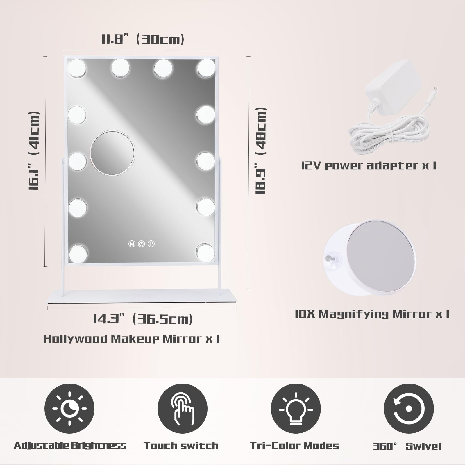 COOLJEEN vanity mirror with 360-degree swivel for versatile angles