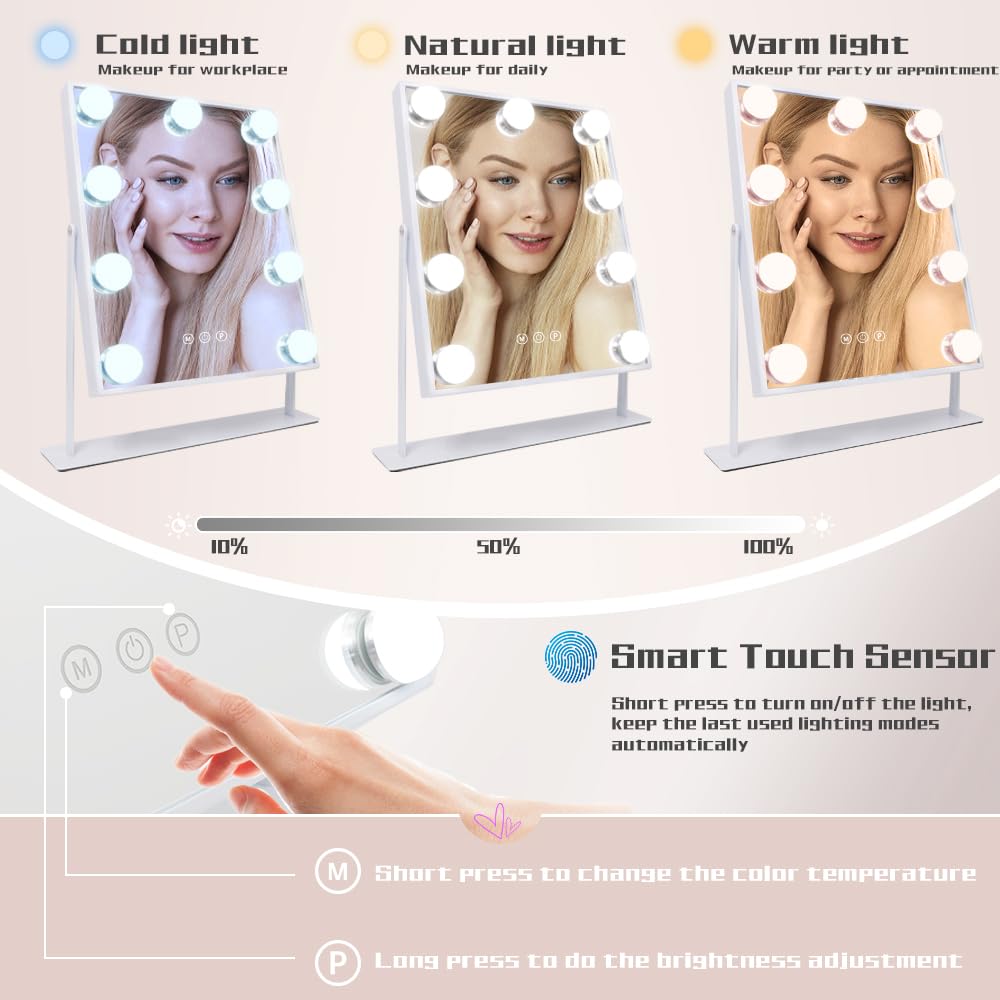 COOLJEEN vanity mirror demonstrates 3-color lighting for different tasks and moods