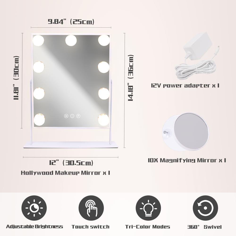COOLJEEN vanity mirror shows 360-degree rotation for flexible angles
