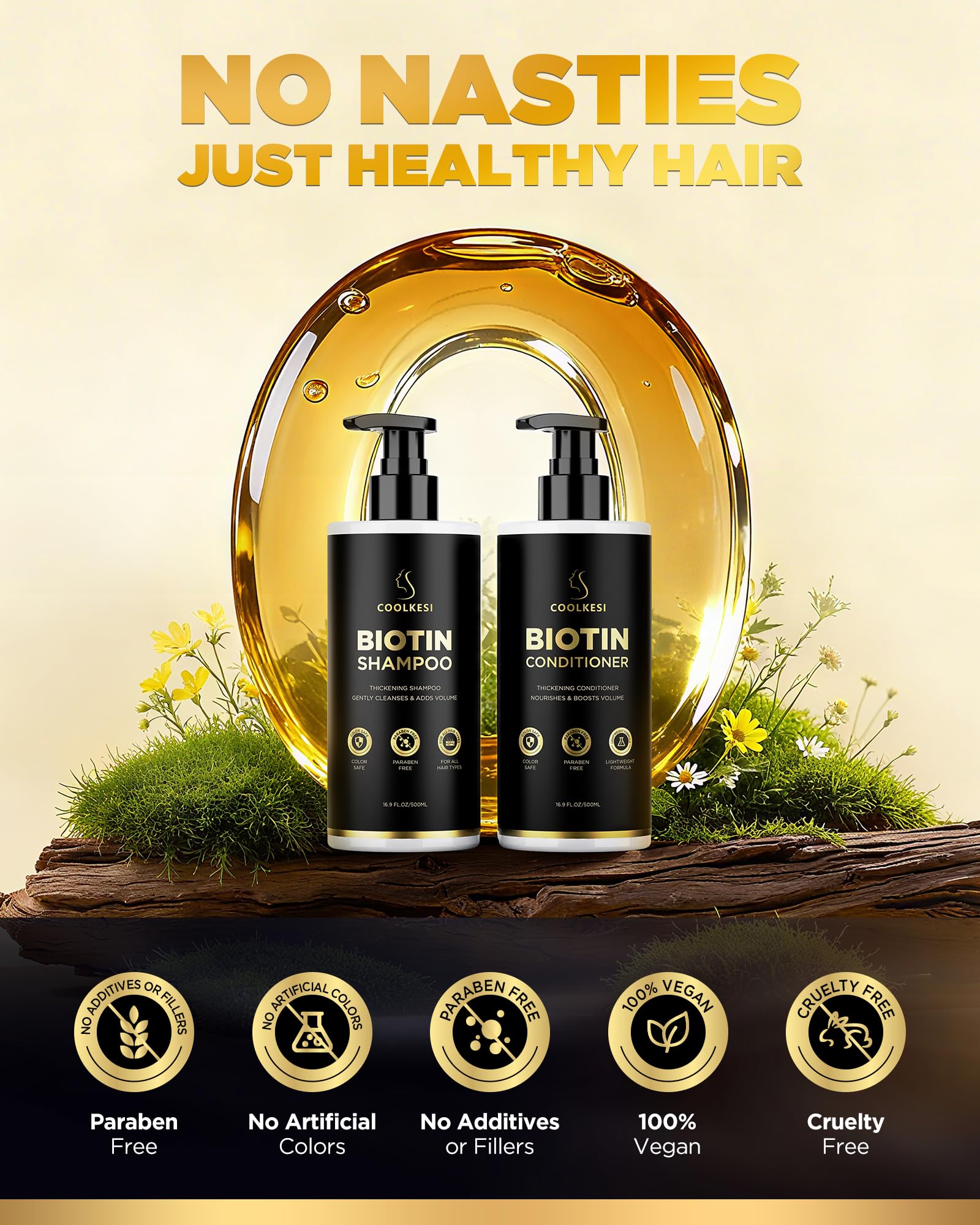 COOLKESI Two-in-One Shampoo-Conditioner setup for efficient daily hair care.