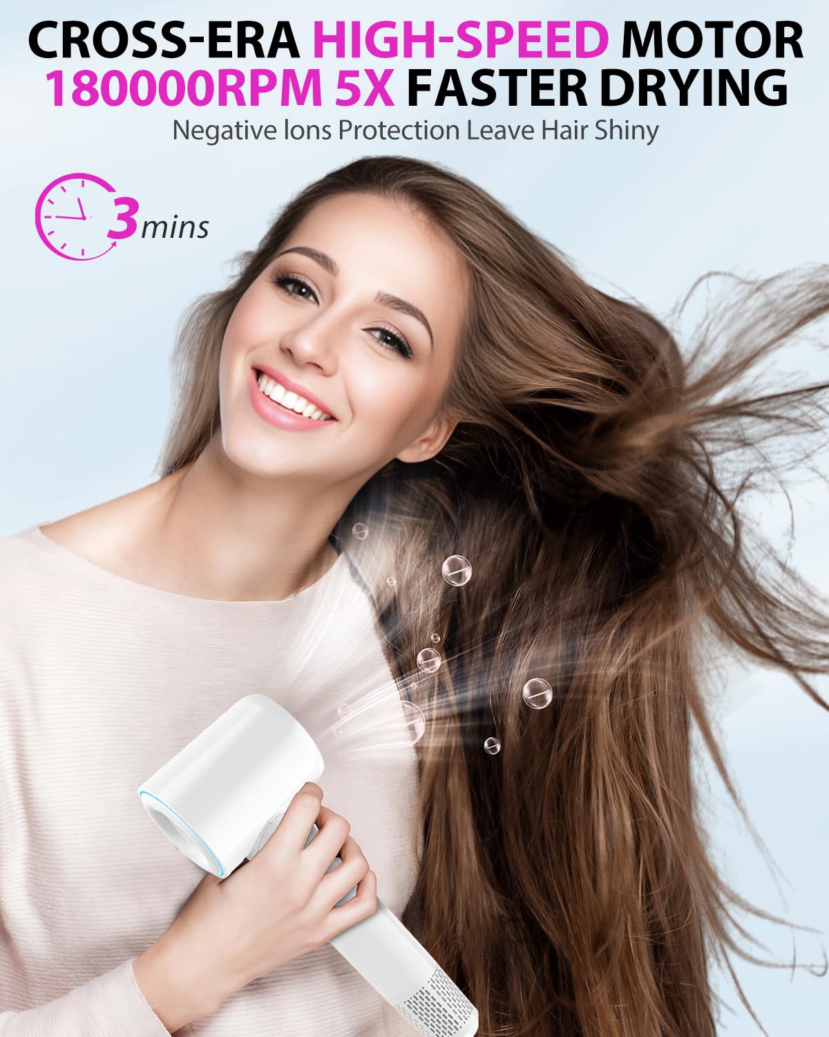 Coolpub high-speed hair dryer LED ring control highlights precise four-mode styling options.