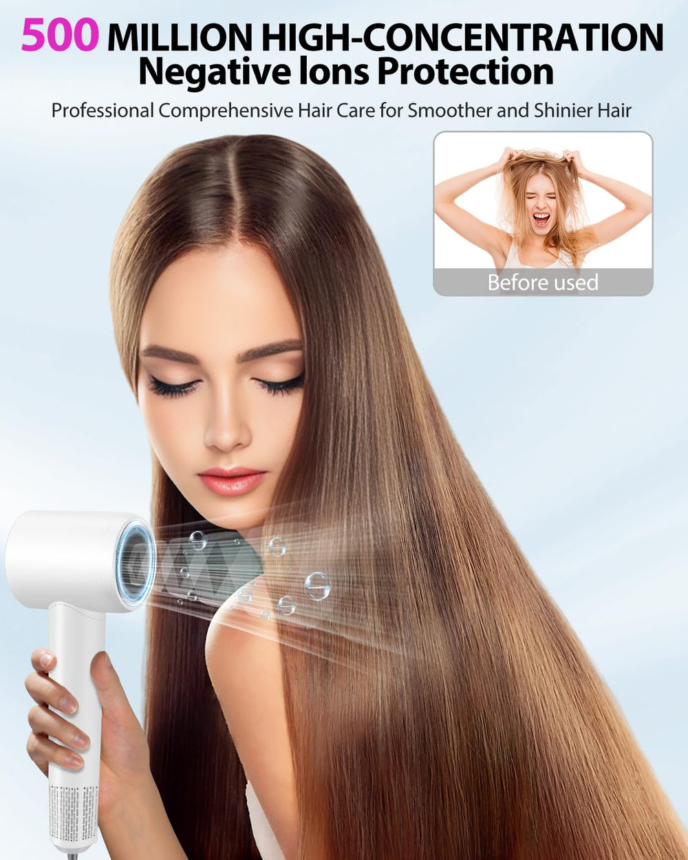 Coolpub noise-reduction design illustrates ultra-quiet operation during blow-drying.
