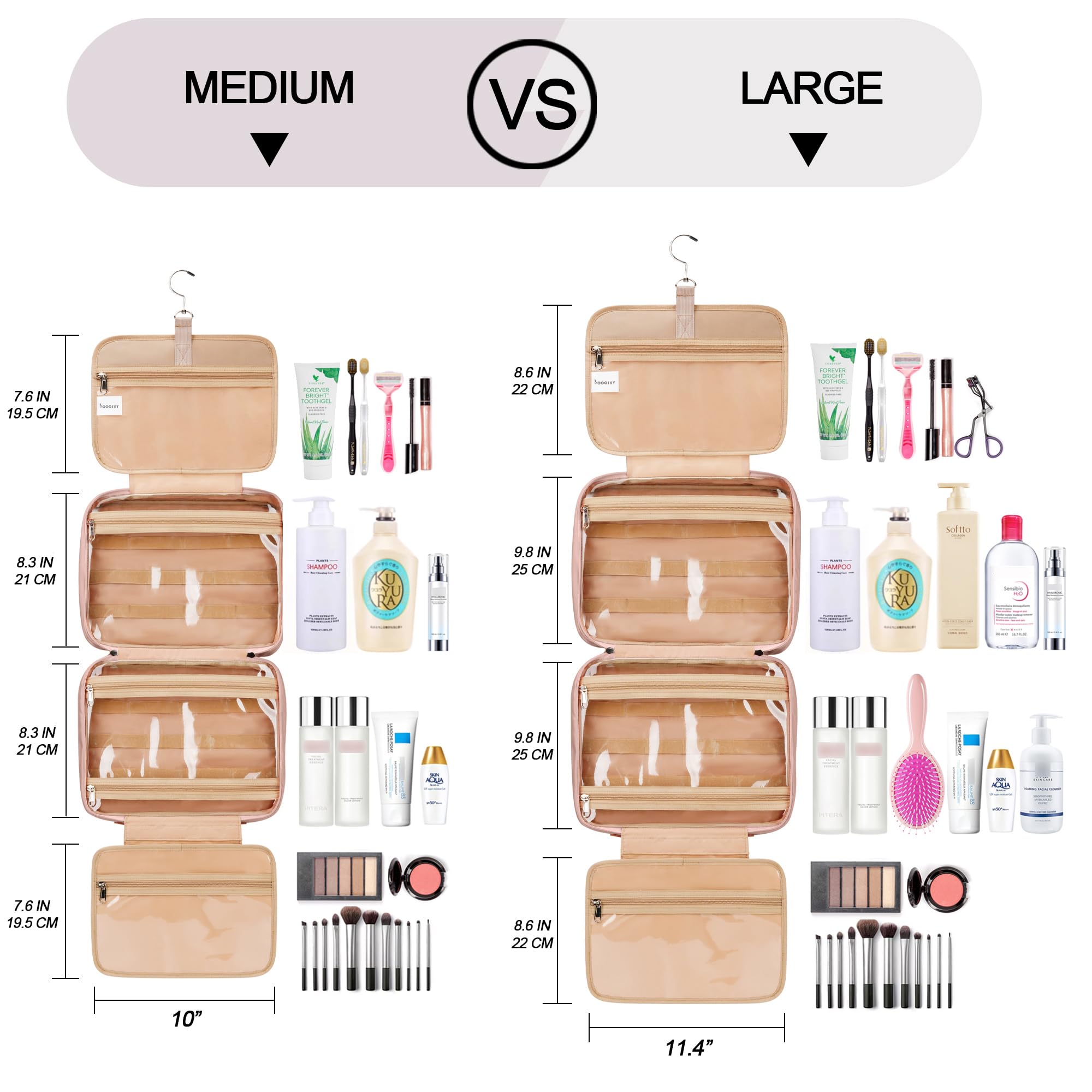 COOSKY toiletry bag jewelry organizer compartment keeps accessories separate and tangle-free.