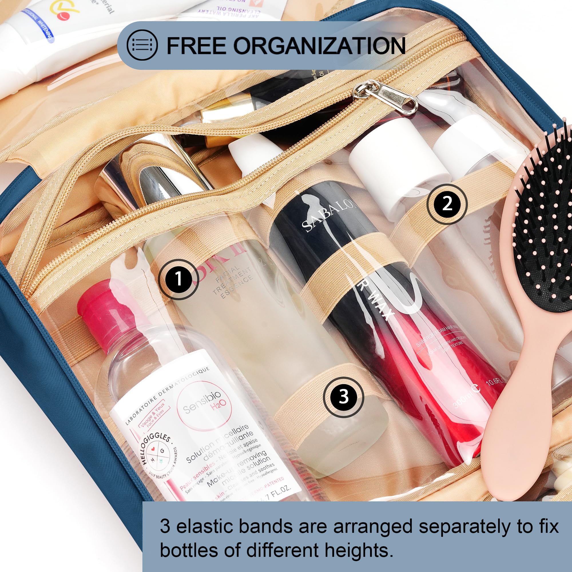 COOSKY transparent pockets reveal quick access items when the bag is open