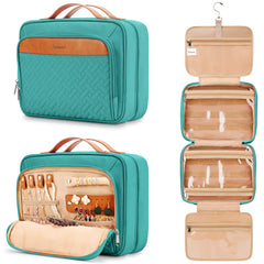 COOSKY travel hanging toiletry bag with compact profile for organized packing.