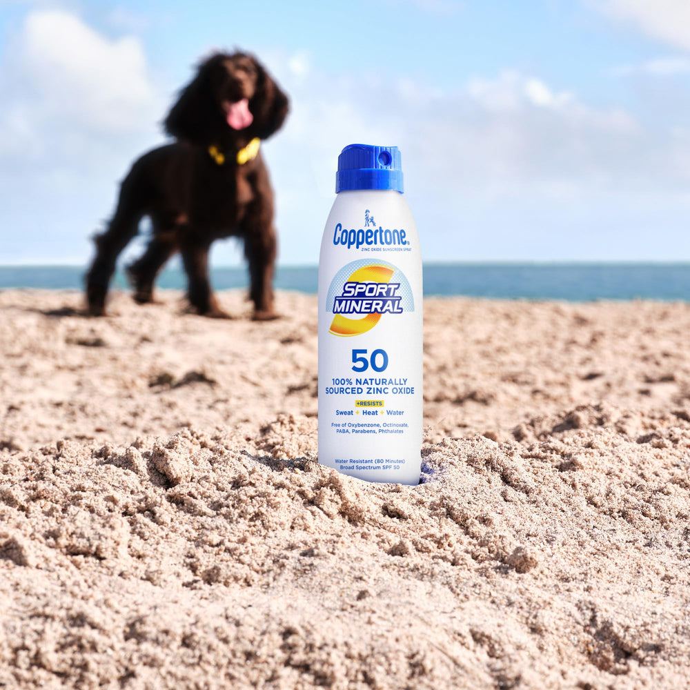 Coppertone SPORT Mineral SPF 50 spray offers easy rub-in application for quick protection