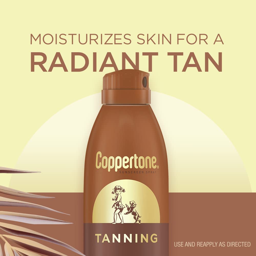 Coppertone Sunscreen Spray mist on skin highlights easy, even application for active days.