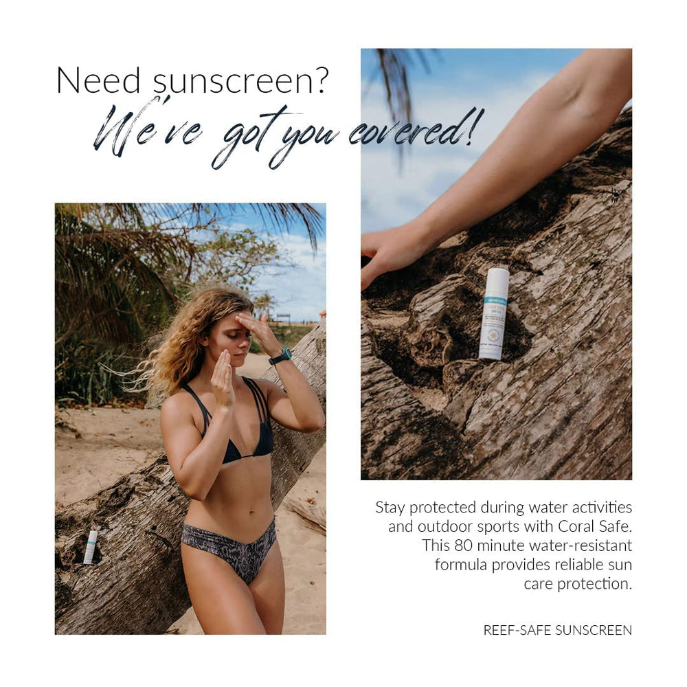 Hawaii/Mexico-approved Coral Safe sunscreen stick in sunny setting