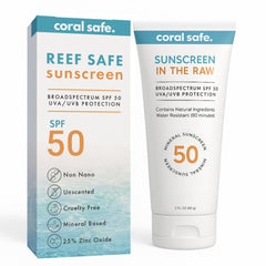 Coral Safe reef-safe mineral sunscreen travel lotion SPF 50 bottle for on-the-go beach protection