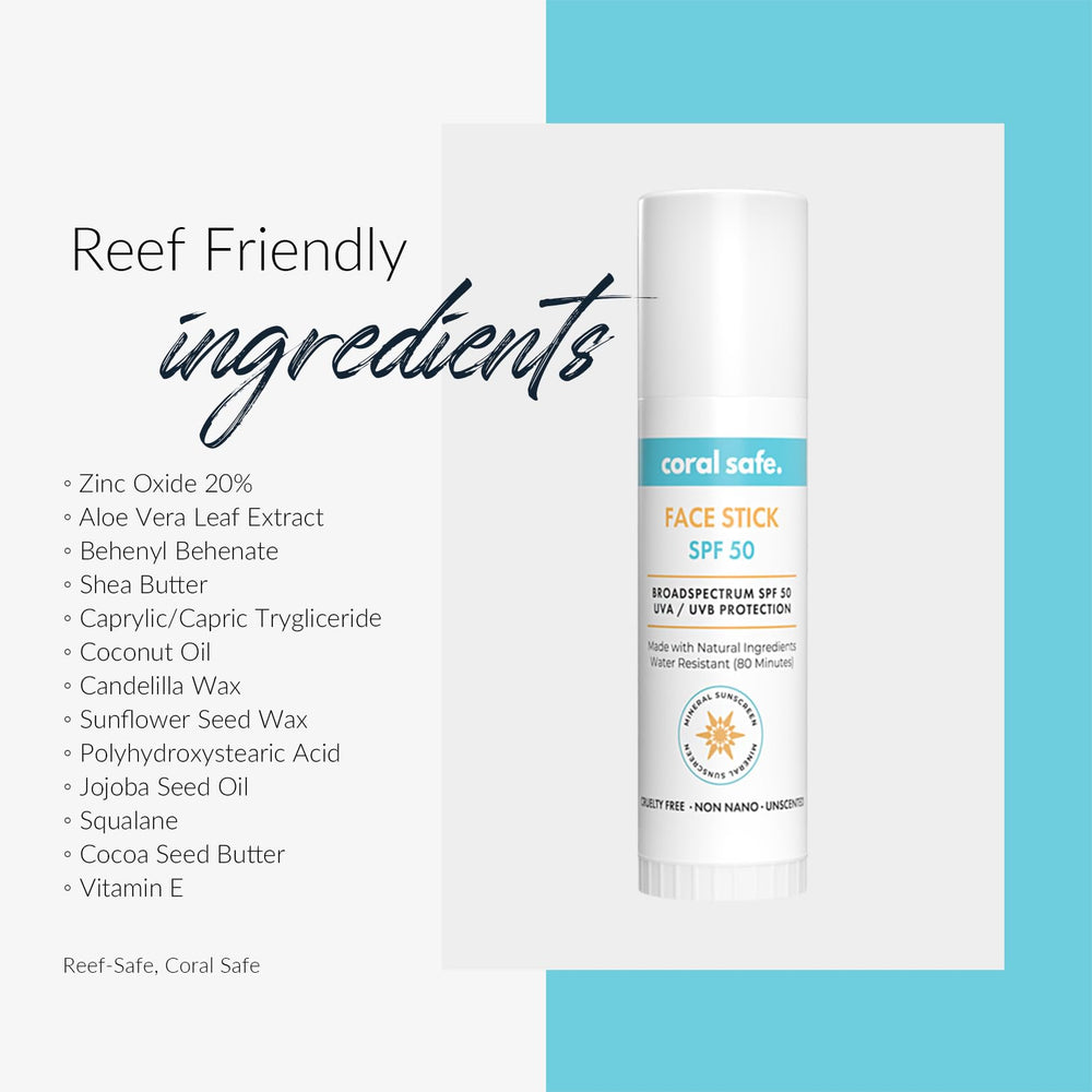 Coral Safe water-resistant sunscreen stick on beach day for outdoor activities