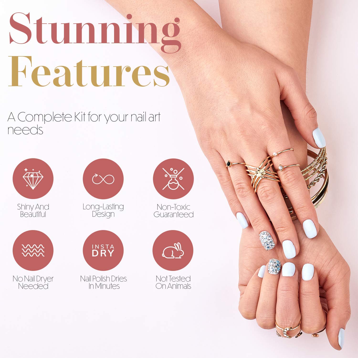 CoralBeau nail-art tweezers and dotting tool closeup enables precise decoration.