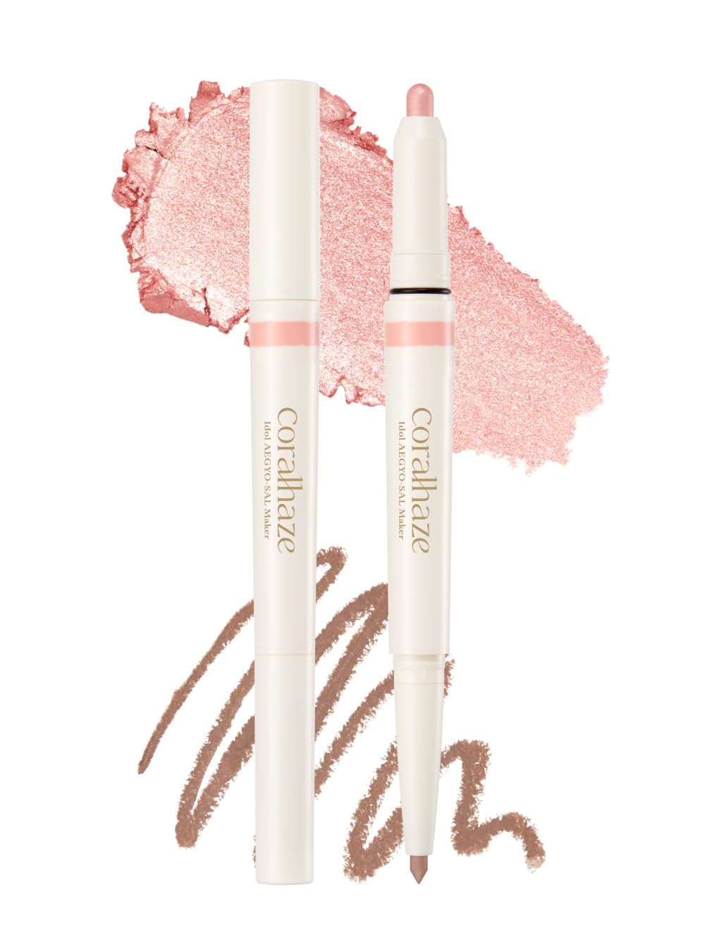 CORALHAZE Idol AEGYO-SAL Maker 05 Dreamy Rose 2in1 shimmer swatch for bright eyes