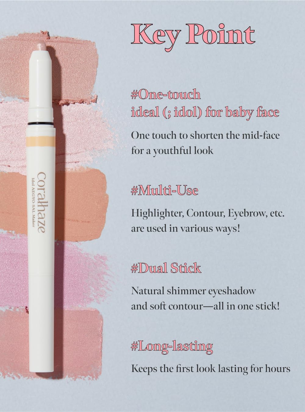 CORALHAZE Idol AEGYO-SAL Maker 05 Dreamy Rose soft shimmer finish swatch