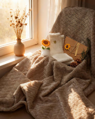 Coralogo sunflower spa basket with a soft blanket for cozy evenings