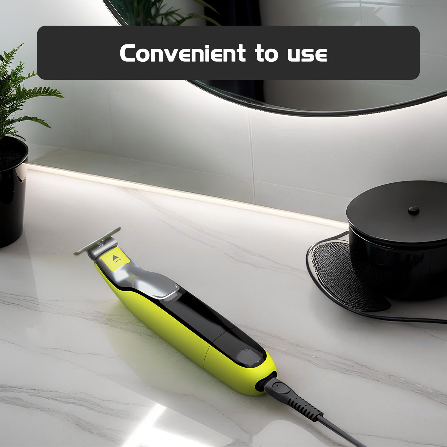 Cordro in-use charging for Philips shaver demonstrates everyday practicality.