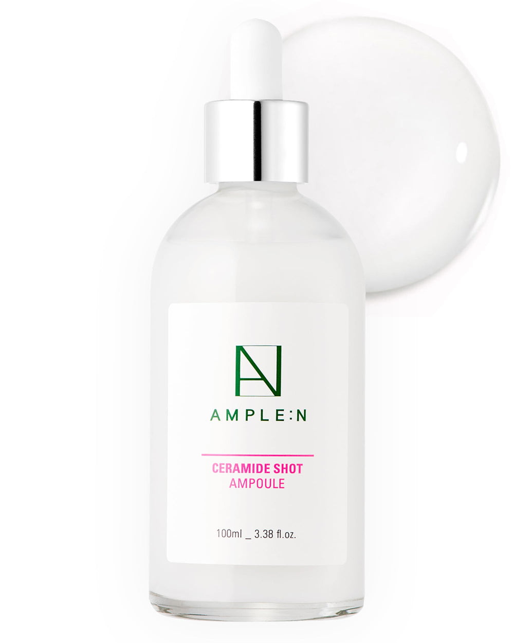 CORÉANA AMPLE:N Ceramide Shot Ampoule bottle close-up showing moisture-boost packaging