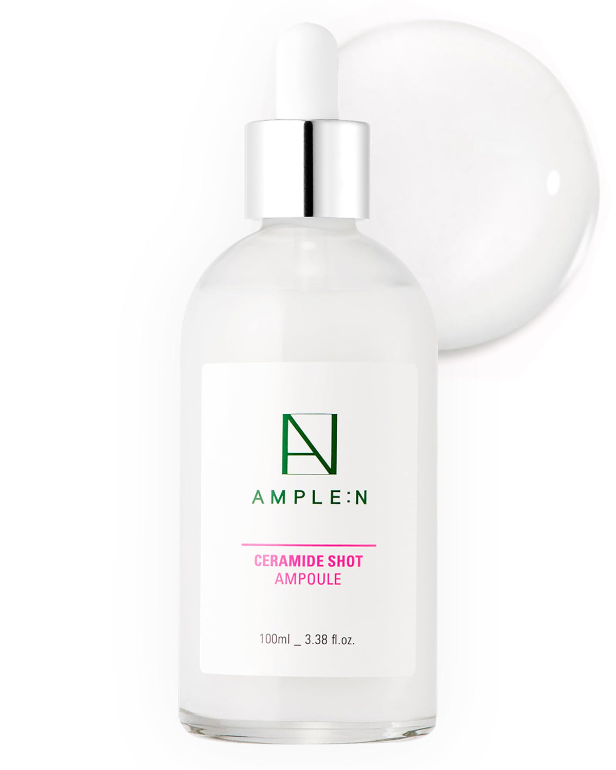 CORÉANA AMPLE:N Ceramide Shot Ampoule bottle close-up showing moisture-boost packaging