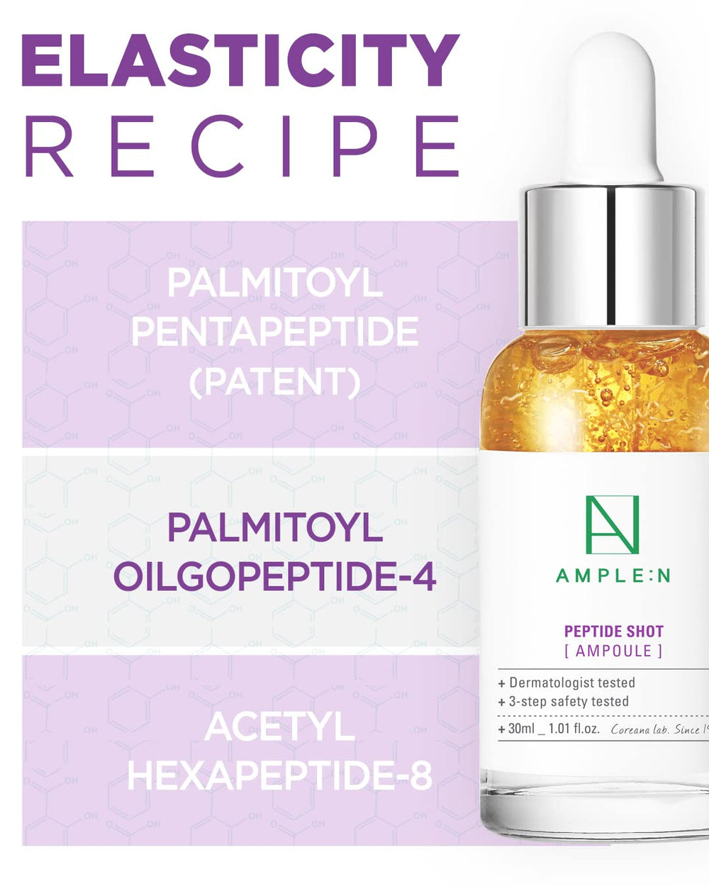 Coreana AMPLE:N peptide shot ampoule serum drop highlights peptide-rich formula