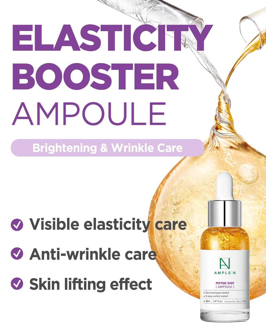 Coreana AMPLE:N peptide shot ampoule skin application shows quick, lightweight hydration