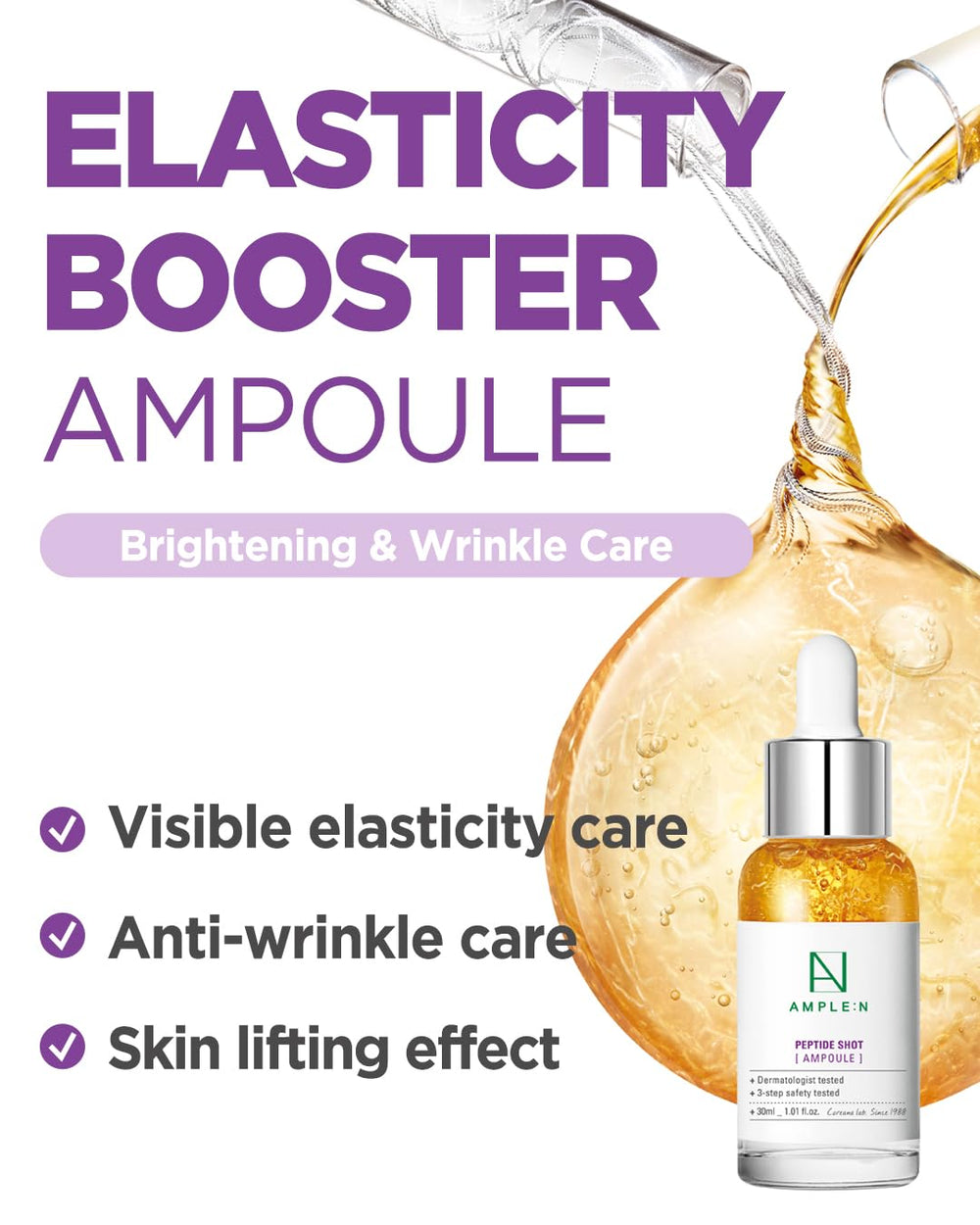 Coreana AMPLE:N peptide shot ampoule skin application shows quick, lightweight hydration
