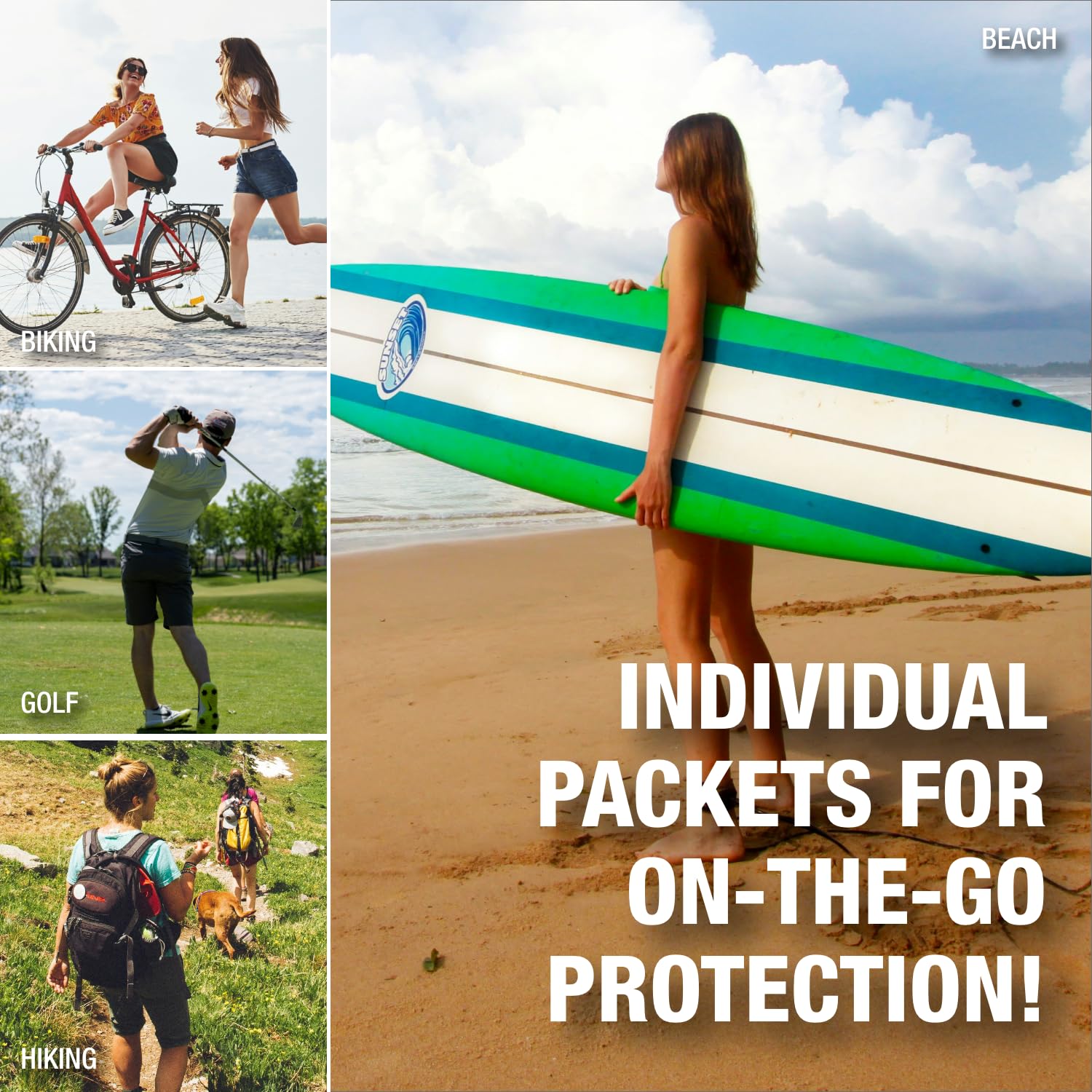 CoreTex Sun X 50 SPF packets showcase 80-minute water resistance for active outdoors.
