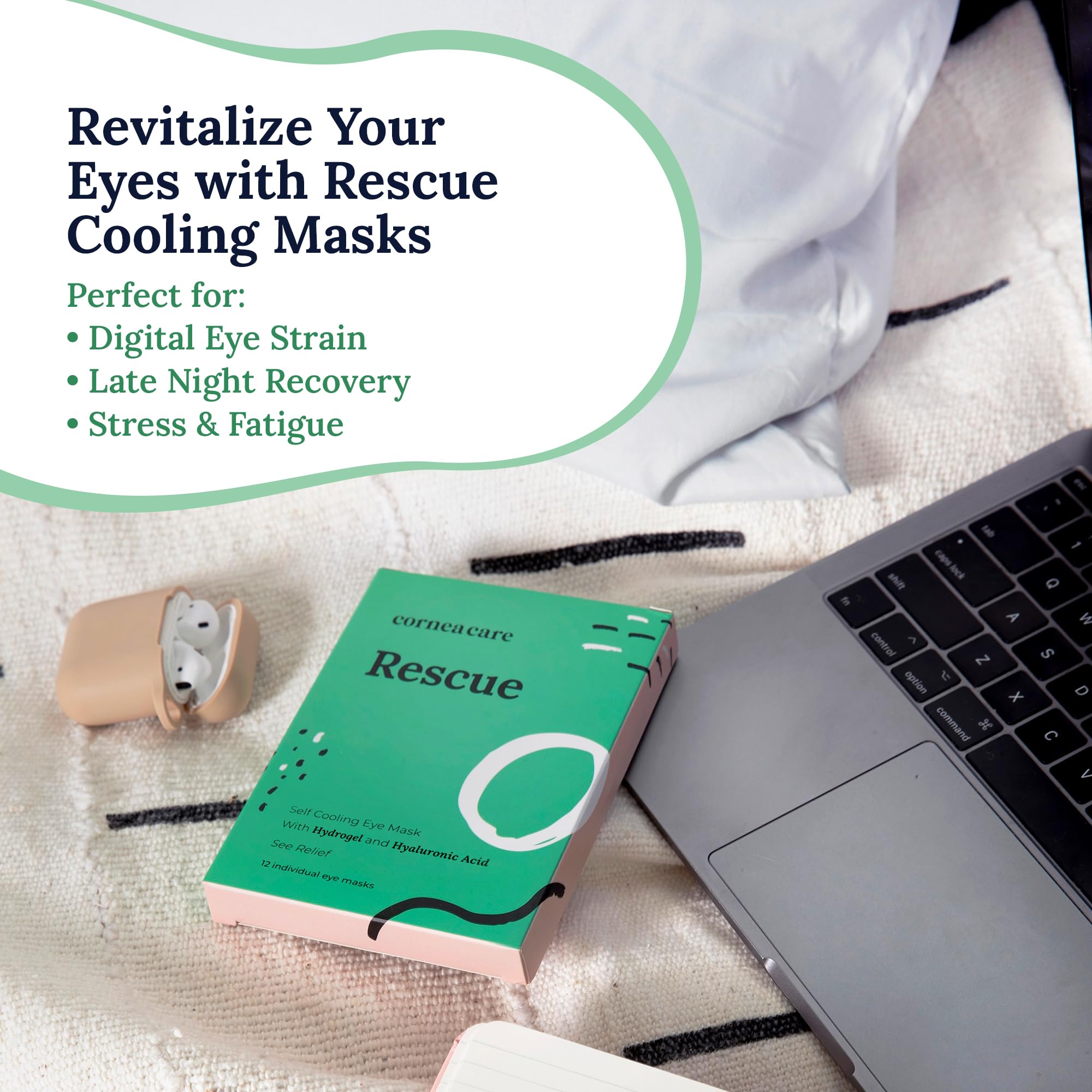 CorneaCare Rescue ingredients with plant extracts for antioxidant support.