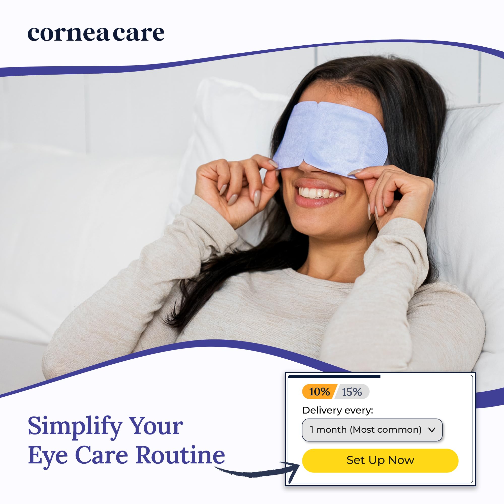 CorneaCare Rest on eyes with mask providing gentle comfort during use