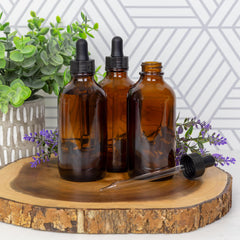Cornucopia Brands dropper-cap close-up shows lead-free glass and BPA-free cap for safe storage.