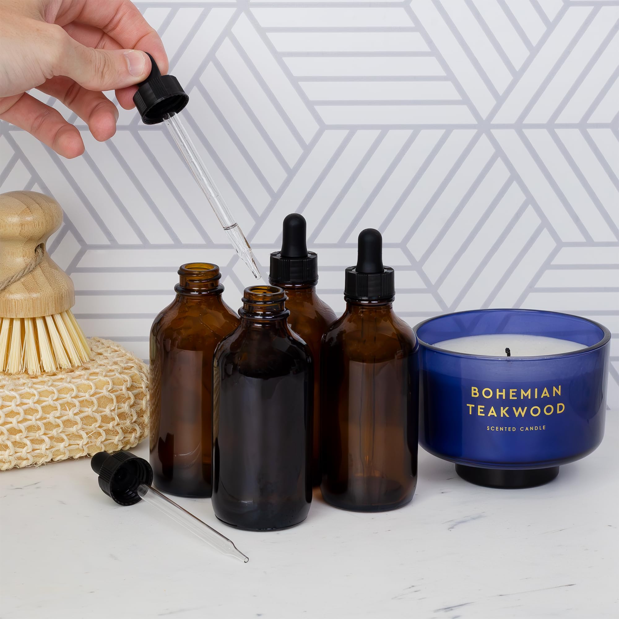 Cornucopia Brands UV-protected amber bottle shields sensitive blends from light exposure.