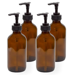 Cornucopia Brands 8oz amber glass pump bottle set of four for light-protected storage.